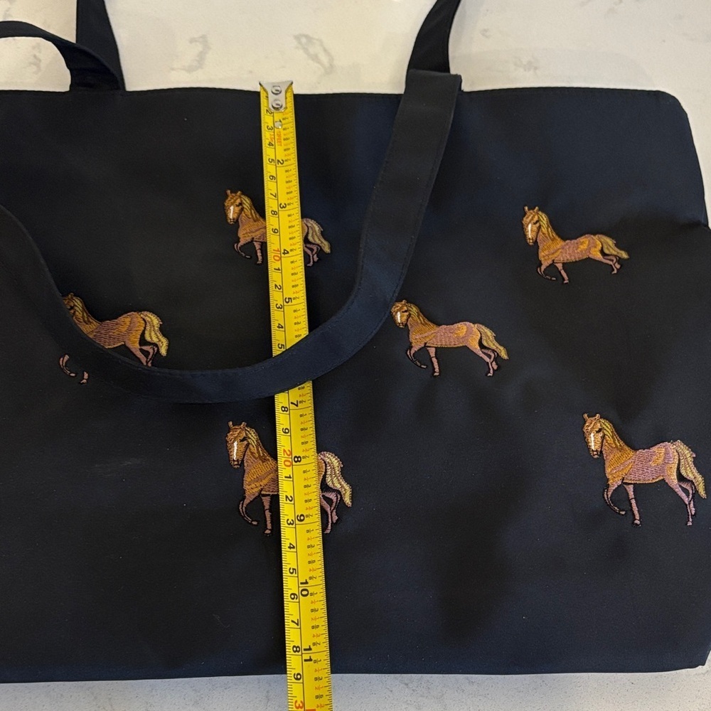 Black Tote Bag with Horse Embroidery - Picture 8 of 9